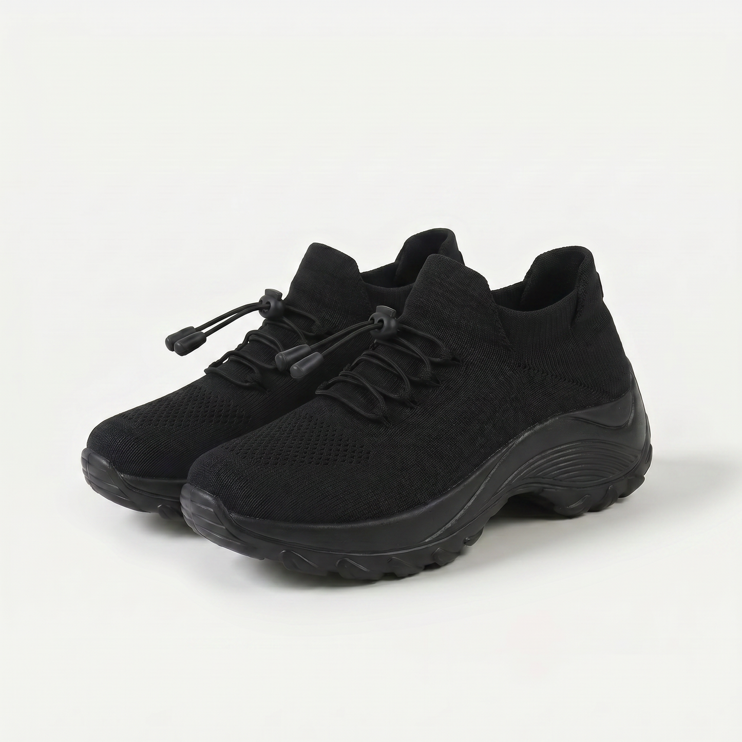 Ambulo Orthopädische Schuhe Strickstoff - Alles Schwarz