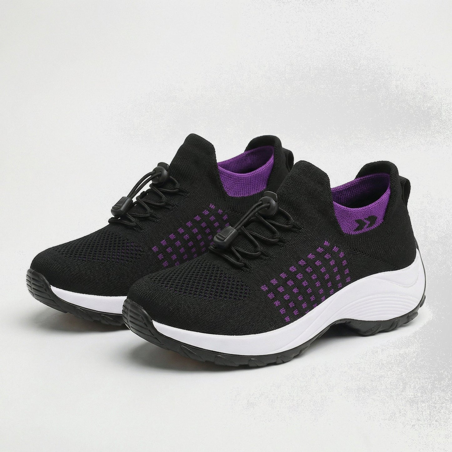 Ambulo Orthopädische Schuhe Strickstoff - Lila Schwarz