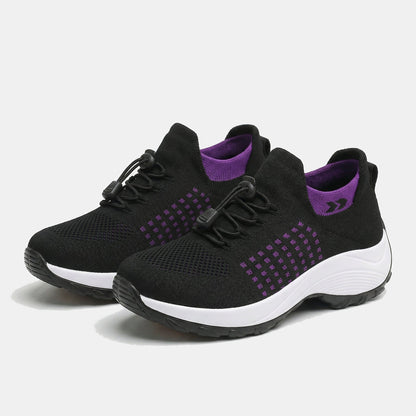 Ambulo Orthopädische Schuhe Strickstoff - Lila Schwarz