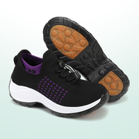 Ambulo Orthopädische Schuhe Strickstoff - Lila Schwarz